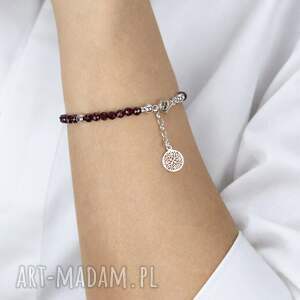 Srebrna bransoletka z granatem 925 - Rise