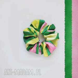 handmade ozdoby do włosów jedwabna frotka scrunchie pastelova