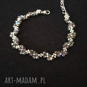 delikatna bransoletka z kryształków preciosa black diamond i miyuki