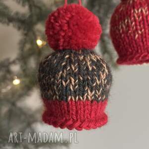 ozdoba na choinkę, mini - czapeczka, zielono czerwona ozdoby choinkowe, dekoracje