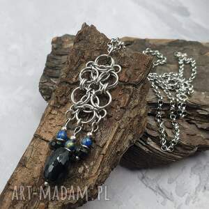wisiorki naszyjnik chainmaille z kamieni naturalnych - onyks i lapis lazuli