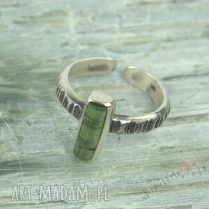 regulowany pierścionek z turmalinem, regulowana obrączka, srebrne pierścionki
