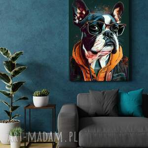 portret psa hipsterskiego - harley - wydruk na płótnie 50x70 cm b2