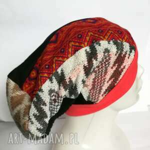 ręcznie robione czapki czapka turbanowa etno boho patchwork - box 11 - na podszewce