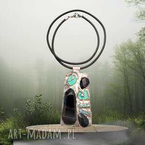 naszyjnik z witrażowym wisiorem montenegro agat, onyks, amazonit, howlit
