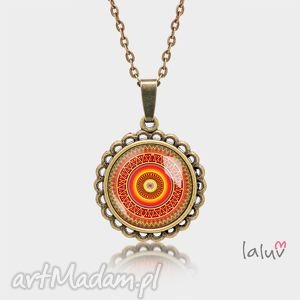 handmade naszyjniki medalion okrągły mały aztecka mandala