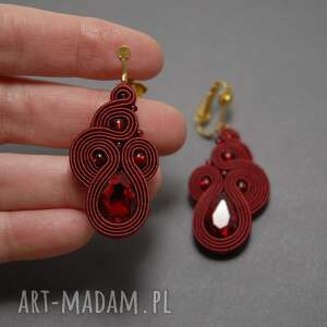 bordowe klipsy sutasz, sznurek, eleganckie, wyjściowe, wieczorowe