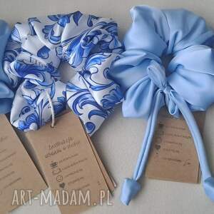 Scrunchie z satyny Armani handmade - zestaw gumek do włosów