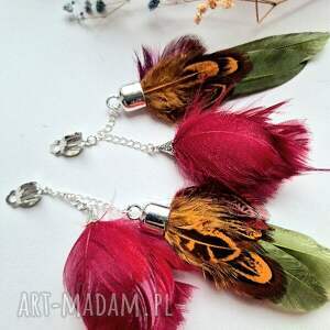 Klipsy kolorowe energetyczne pióra duże lekkie wykonane w pojedynczym