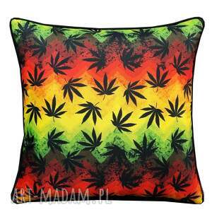majunto poduszka dekoracyjna 45x45cm liść reggae marihuana prezent, liście