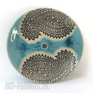 handmade ceramika etno okrągła mydelniczka