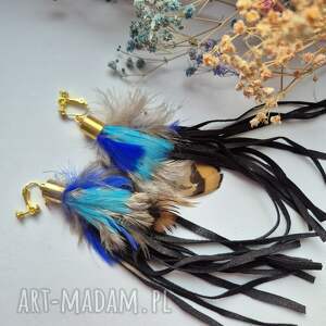 Klipsy pióra wykonane w pojedynczym egzemplarzu piękne kl, fo