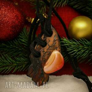 Prezent Wisiorek - Wierzbowy Karneol wierzba, wypalane w drewnie