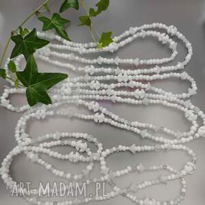 Naszyjnik Kwiatki2, korale długie białe kwiat