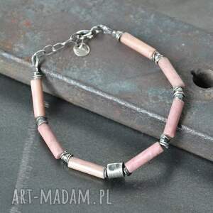 Bransoletka z rodonitem, rodonit, surowa biżuteria