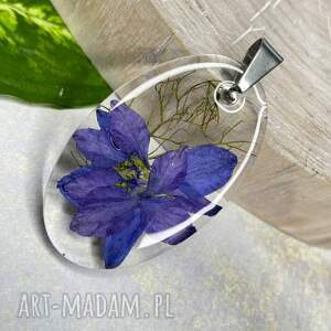 herbarium jewelry wisiorek boho z suszonymi kwiatami z1755, żywicy