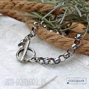 bransoleta srebro - łańcuchowa z zapięciem toggle komplet biżuterii