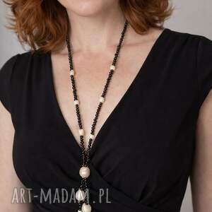 naszyjnik długi sznur perły gniecione czeskie koraliki metalizowane bizuteria