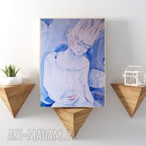 biała królowa reprodukcja 20x30 cm obraz plakat, błękitny w formacie