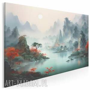 obraz na płótnie - krajobraz górski góry orientalny mgła japonia 120x80 cm