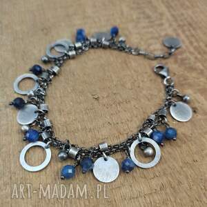 Bransoletka - zawieszki z kyanitu, srebro oksydowane, kyanit