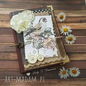 handmade stylowy kalendarz z ptaszkiem i kluczykiem