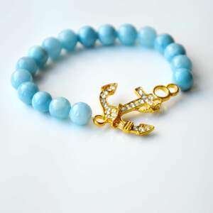 ręczne wykonanie bracelet by sis: cyrkoniowa kotwica w niebieskich kamieniach
