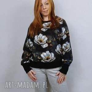 Bluza damska NURI BIAŁO SZARA PIWONIA, plus size