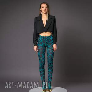 święta, legginstopy - deep tropic, oryginalne panterkę, elastyczne