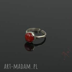 regulowany pierścionek z koralem p4, srebro, srebrne pierścionki regulowana