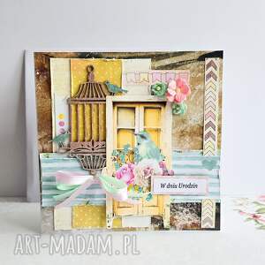 z ptaszkiem - W dniu Urodzin, kartka urodzinowa