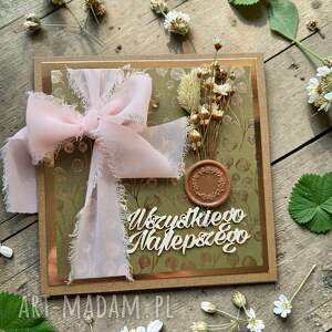 kartka urodzinowa boho rustykalna kokarda 4, urodziny, kartka boho, rustykalna