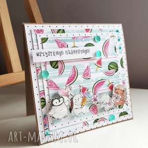 ręcznie robione scrapbooking kartki kartka arbuzowe zwierzątka