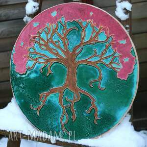 dekor ceramiczny - kwitnące drzewo ceramika artystyczna dekory ścienne, leśne