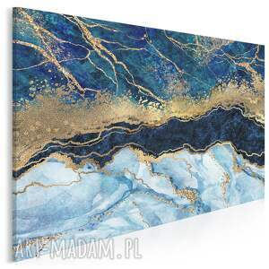 obraz na płótnie - marmur złoto błękit granat 70x50 cm 96501 kamień