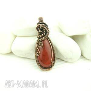 Prezent mokait wisiorek wire wrapping, jaspis