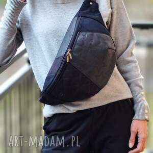 Prezent czarna patchworkowa damska nerka XXL, mini plecak, nerkoplecak