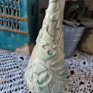 Choinka ceramiczna szmaragd - ręcznie robiona ozdoba 17 cm (Wolna Chwila)