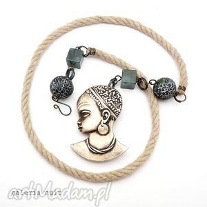 naszyjniki african queen, afryka, stal, metaloplastyka, kwarc agat, antyk