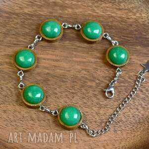 Drewniana bransoletka - zielony jadeit 114 - z kamieniem