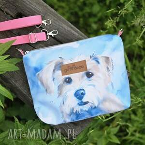 mini kolorowa torebka mała z psem sznaucer, piesek dla dzieczynki