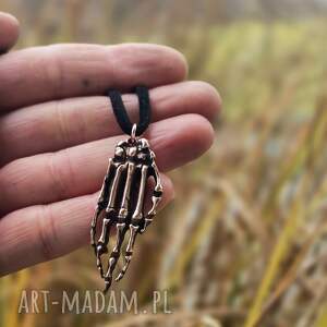 naszyjnik rączka, kościotrup miedź oksydowana, miedź