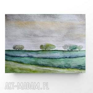 Pejzaż - oryginalna akwarela 18 x 24 cm