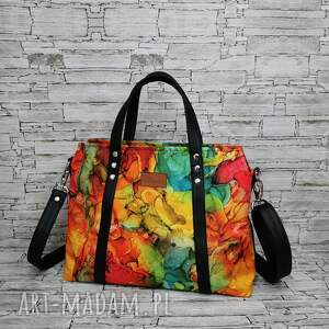 torebka evamsti - abstrakcja 3 ręki kolorowe wzory, shopper kolory kwiaty