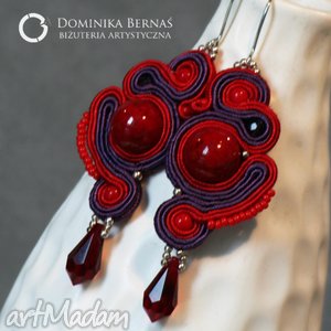 volcano soutache kolczyki, szutasz, swarovski, długie, wiszące