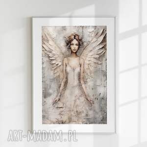 plakaty anioł w delikatnych odcieniach beżu i bieli 40x50 cm (8 - 2 0041)