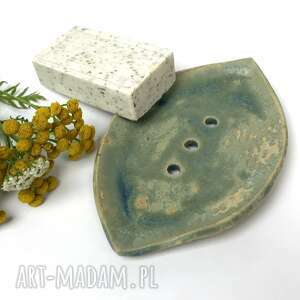 ceramiczna mydelniczka ręcznie robiona green, akcesoria łazienkowe, polskie