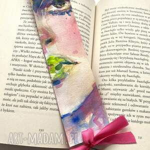 Prezent Zakładka papierowa Różowa Wstążka VI ręcznie malowana