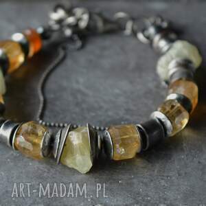 srebrna prehnit, bransoletka srebro, cytryn