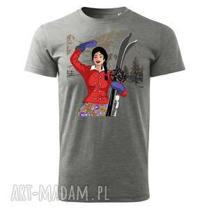ręcznie wykonane koszulki tatra art by sasadesign magdalena gądek - narciarka szara